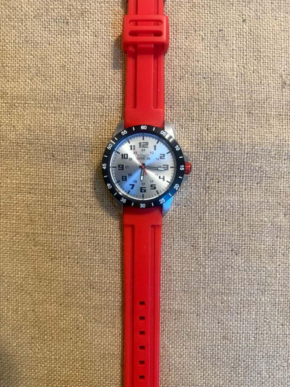 Invicta Pro Diver Quartz Men's Watch 45mm Silver Dial Red Silicone